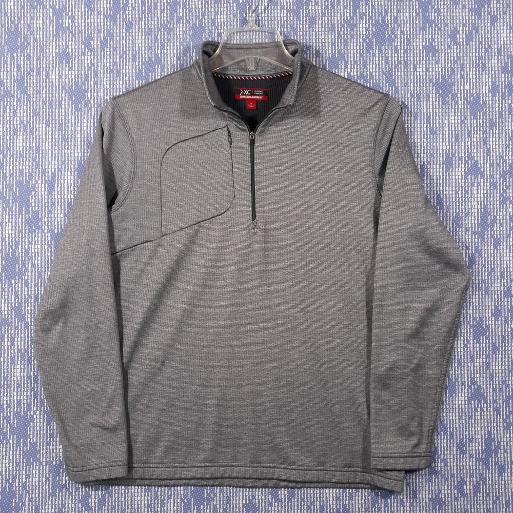 Johnston & Murphy XC4 Sweater 1/4 Quarter Zip Gray Mens M Pullover Preppy